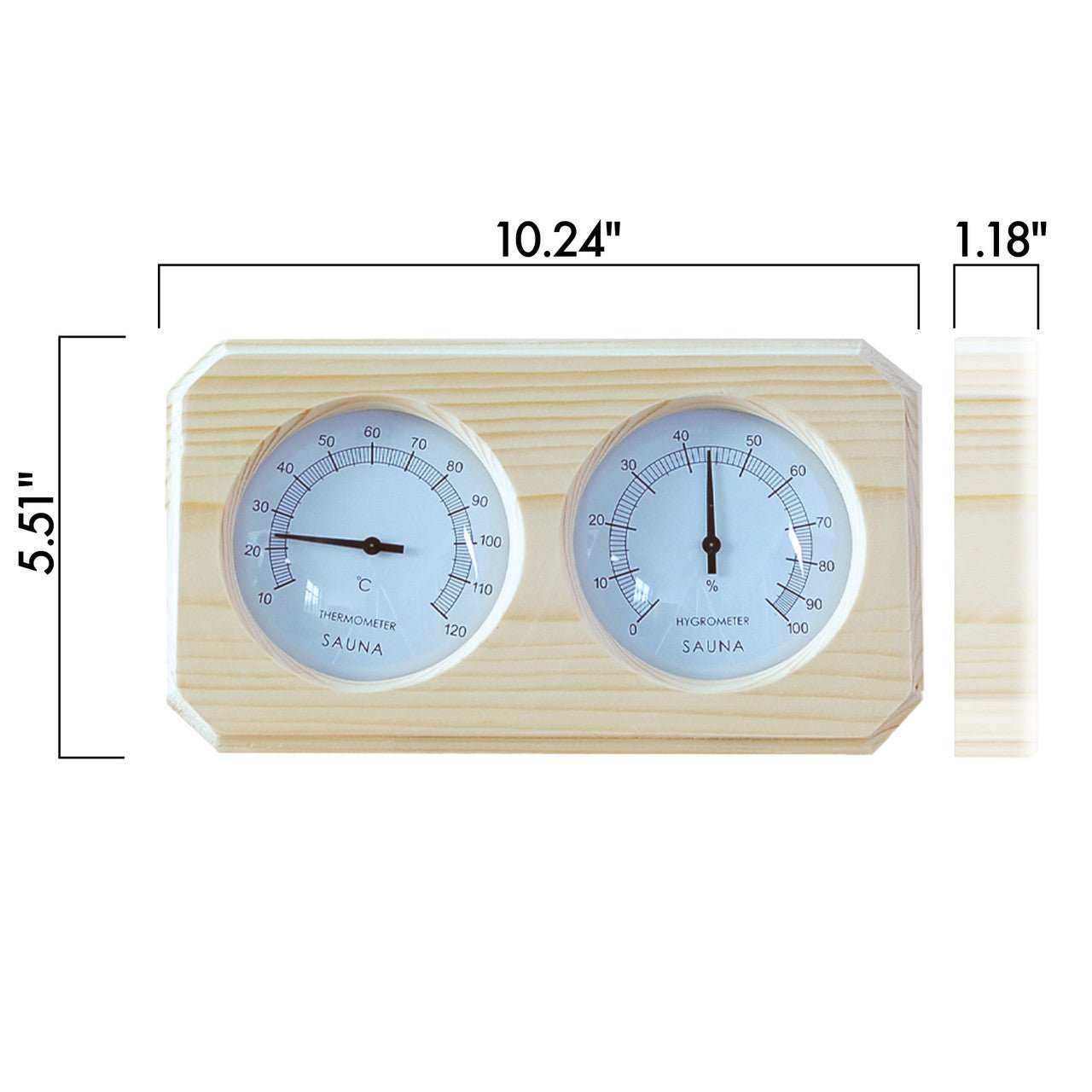 Wall - Mounted Pine Wood Thermometer and Hygrometer - KDS03 - AP | ALEKO - Core Fitness House
