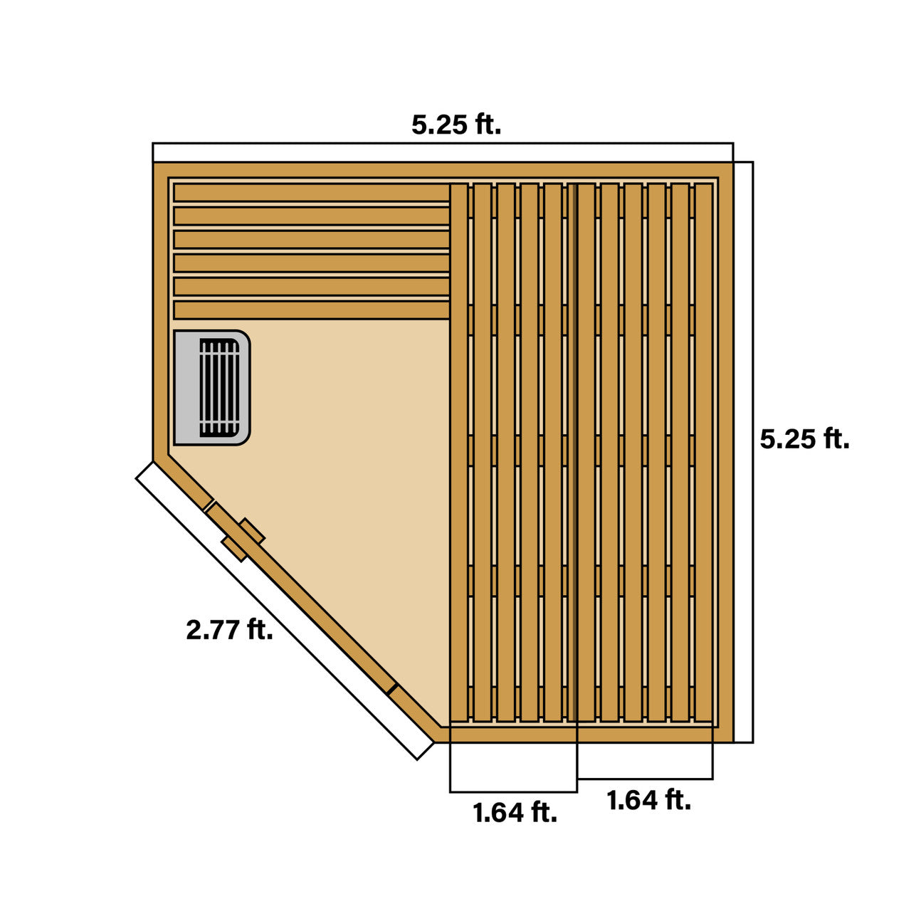 Canadian Hemlock Wet Dry Indoor Sauna - 4.5 kW ETL Certified Heater - 4 Person