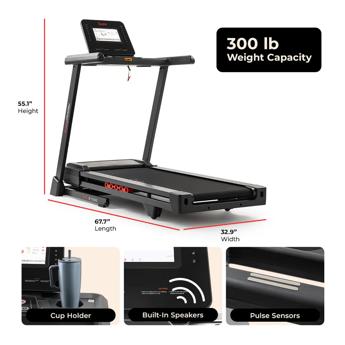 Sunny Health and Fitness Ultra T10 Smart Treadmill