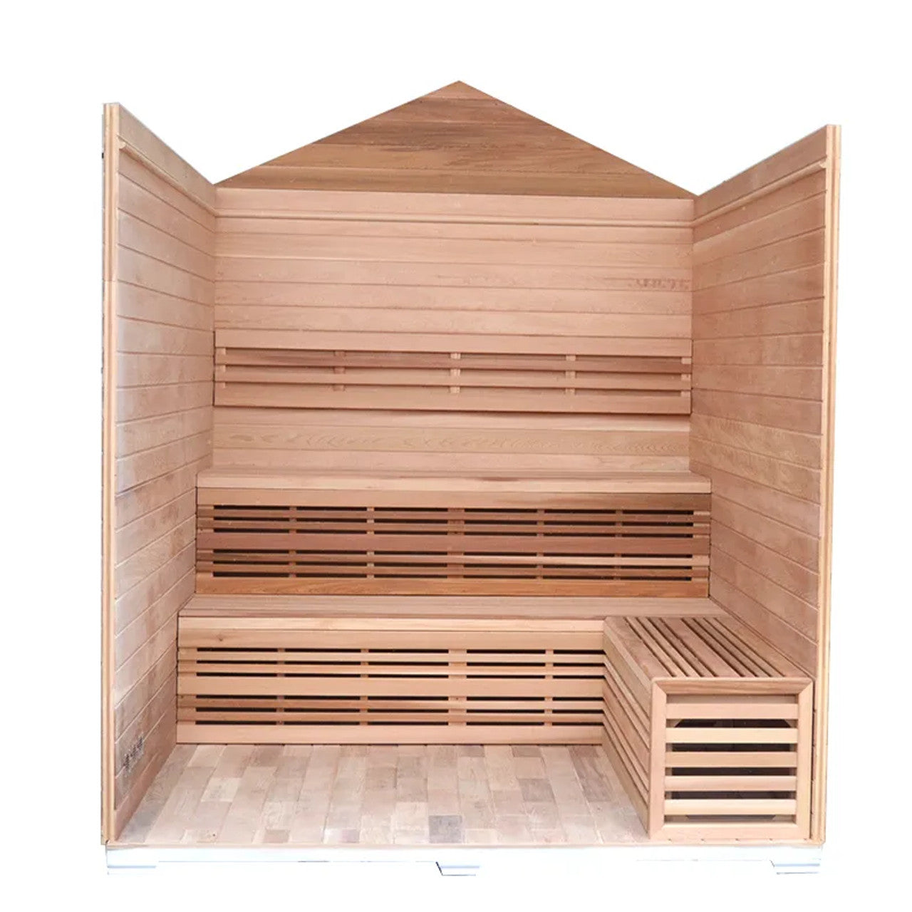 CED6PORI Outdoor Canadian Red Cedar Wet Dry Sauna - 6 Person - 6 kW UL Certified Electrical Heater - Stone Finish