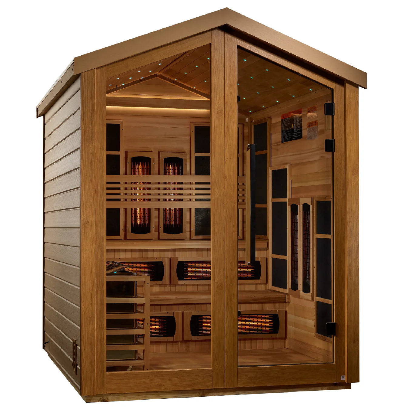 Golden Designs “Kaskinen” 6 Person Barn Hybrid Outdoor Sauna – PureTech™ Full Spectrum IR and Traditional Stove
