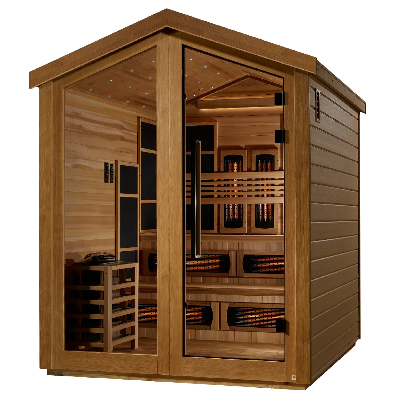 Golden Designs “Kaskinen” 6 Person Barn Hybrid Outdoor Sauna – PureTech™ Full Spectrum IR and Traditional Stove