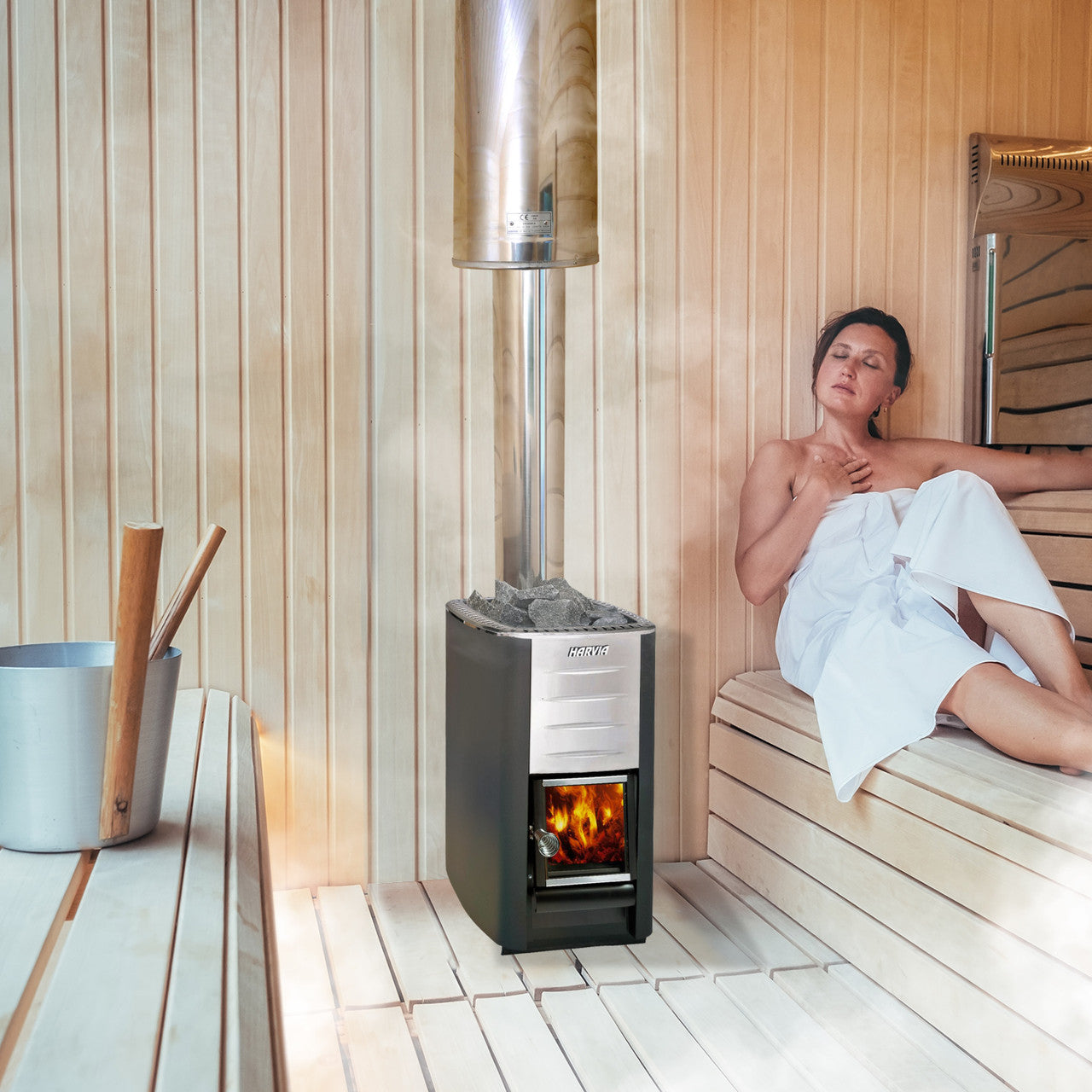 Harvia M3 Wood Burning Sauna Heater and Chimney Kit - HM3CMNY-AP | ALEKO