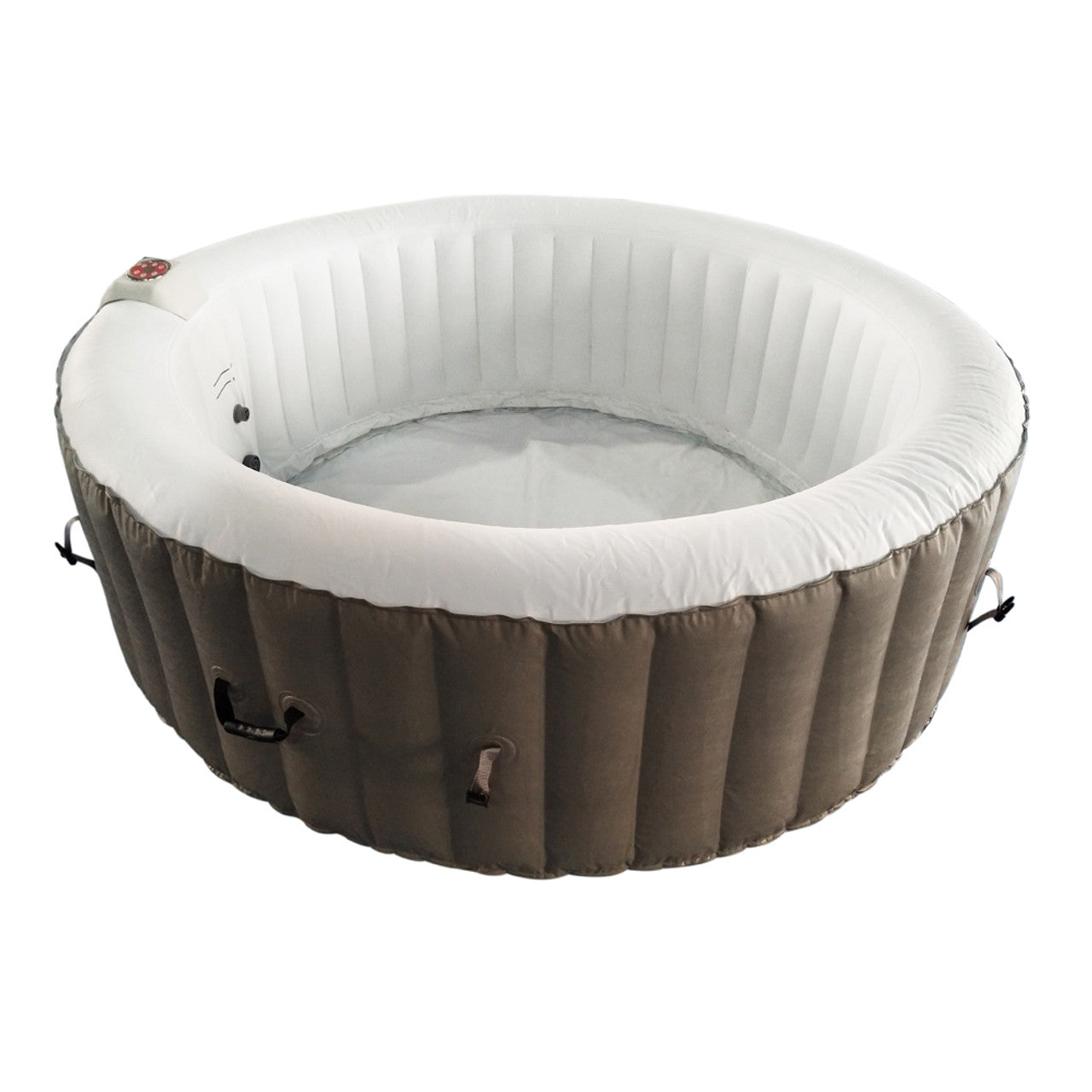 Round Inflatable Jetted Hot Tub with Cover - 6 Person - 265 Gallon - Brown and White