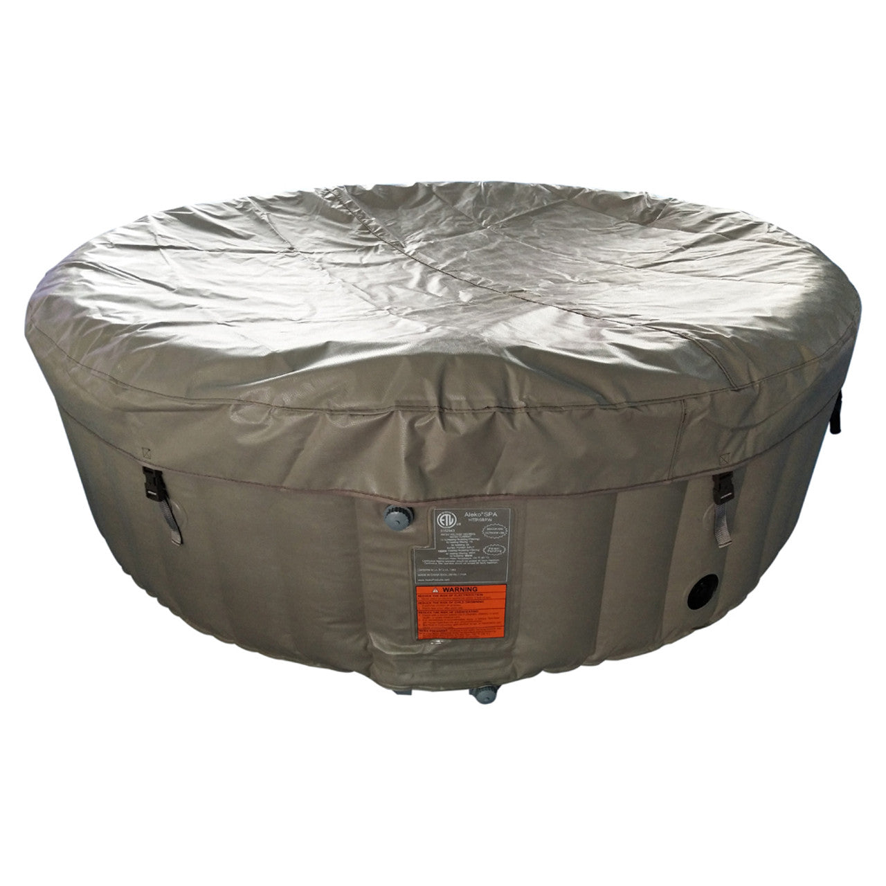 Round Inflatable Jetted Hot Tub with Cover - 6 Person - 265 Gallon - Brown and White