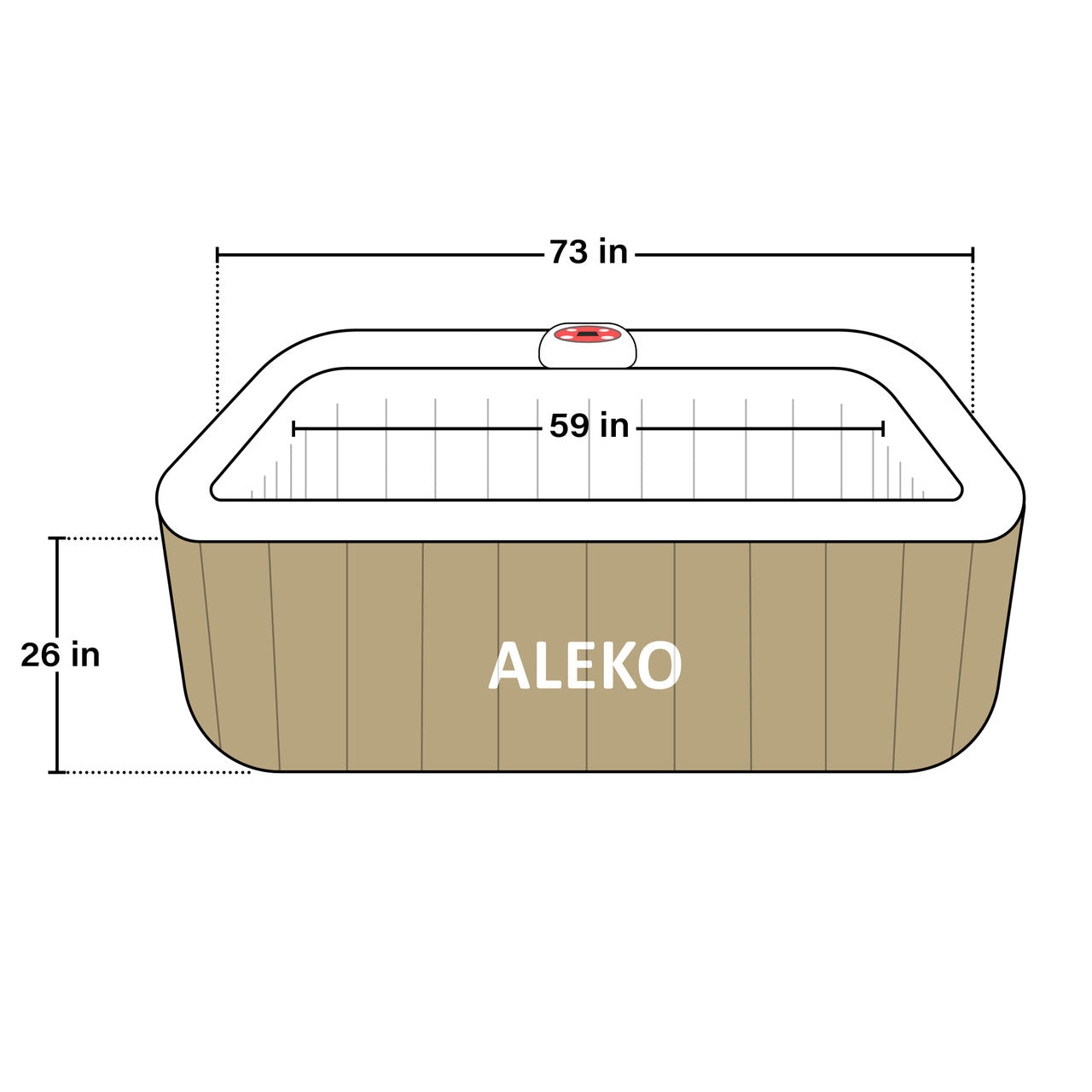 Square Inflatable Jetted Hot Tub with Cover - 6 Person - 250 Gallon - Brown and White