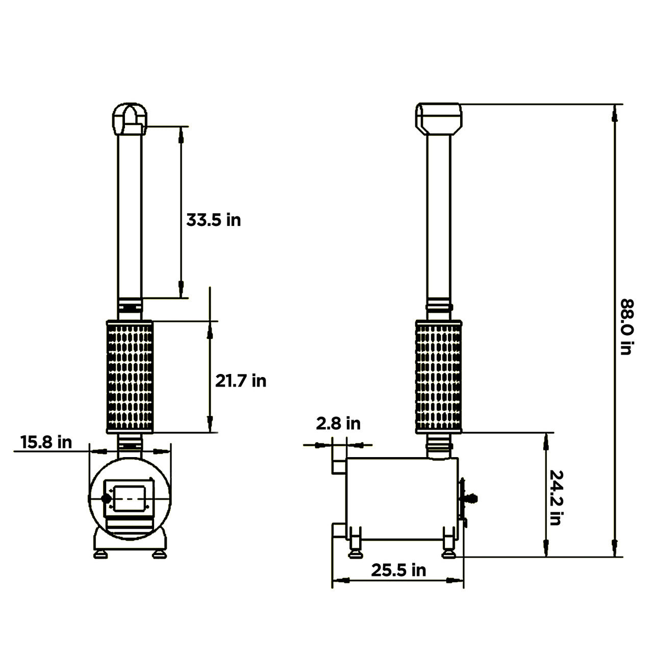 External Wood-Burning Hot Tub Heater | Equivalent to 10-15kW Electronic Heater | 2-3/5” Connecting Pipes