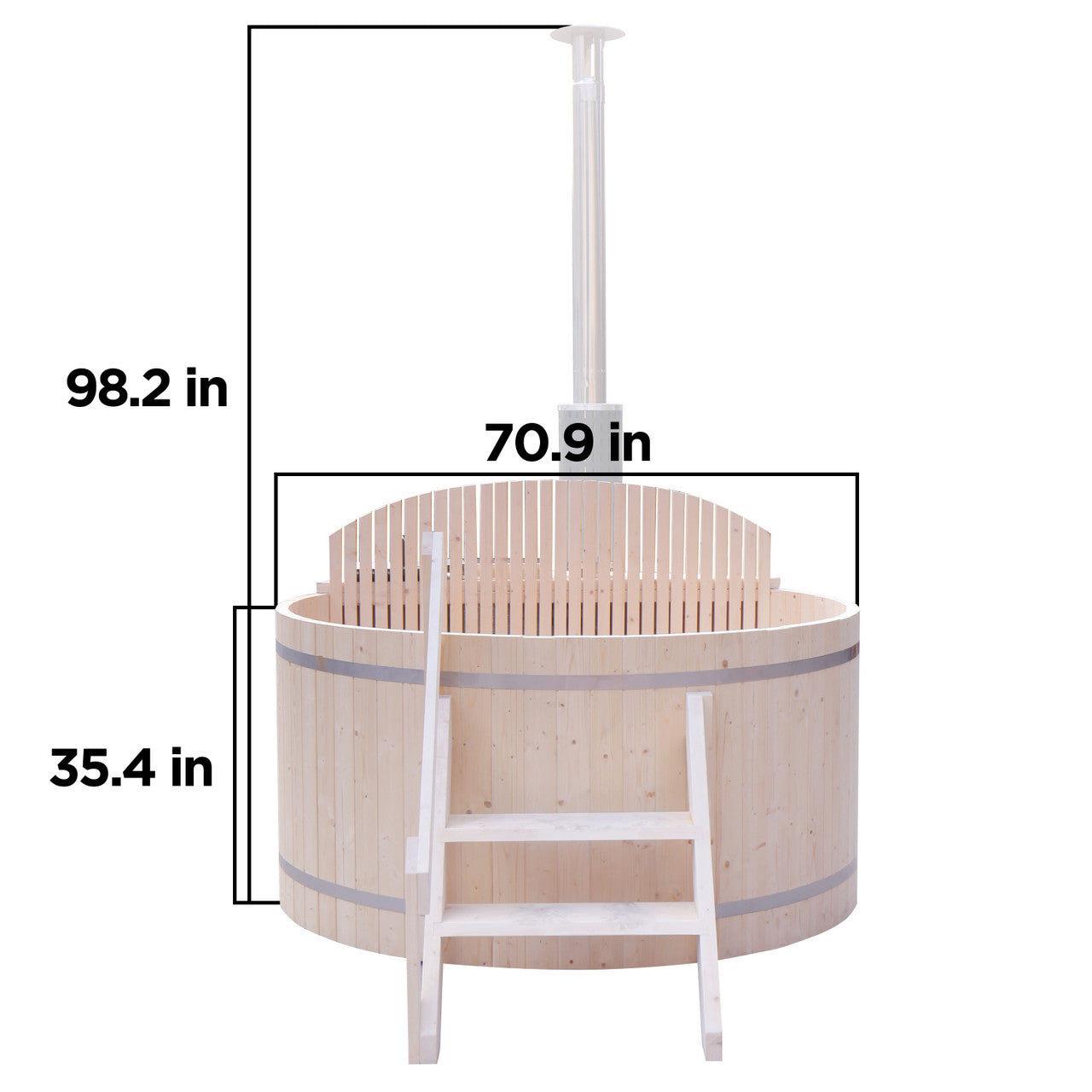 Wood-Fired Hot Tub and Ice Bath with Internal Stove – 4-5 Person – Pine