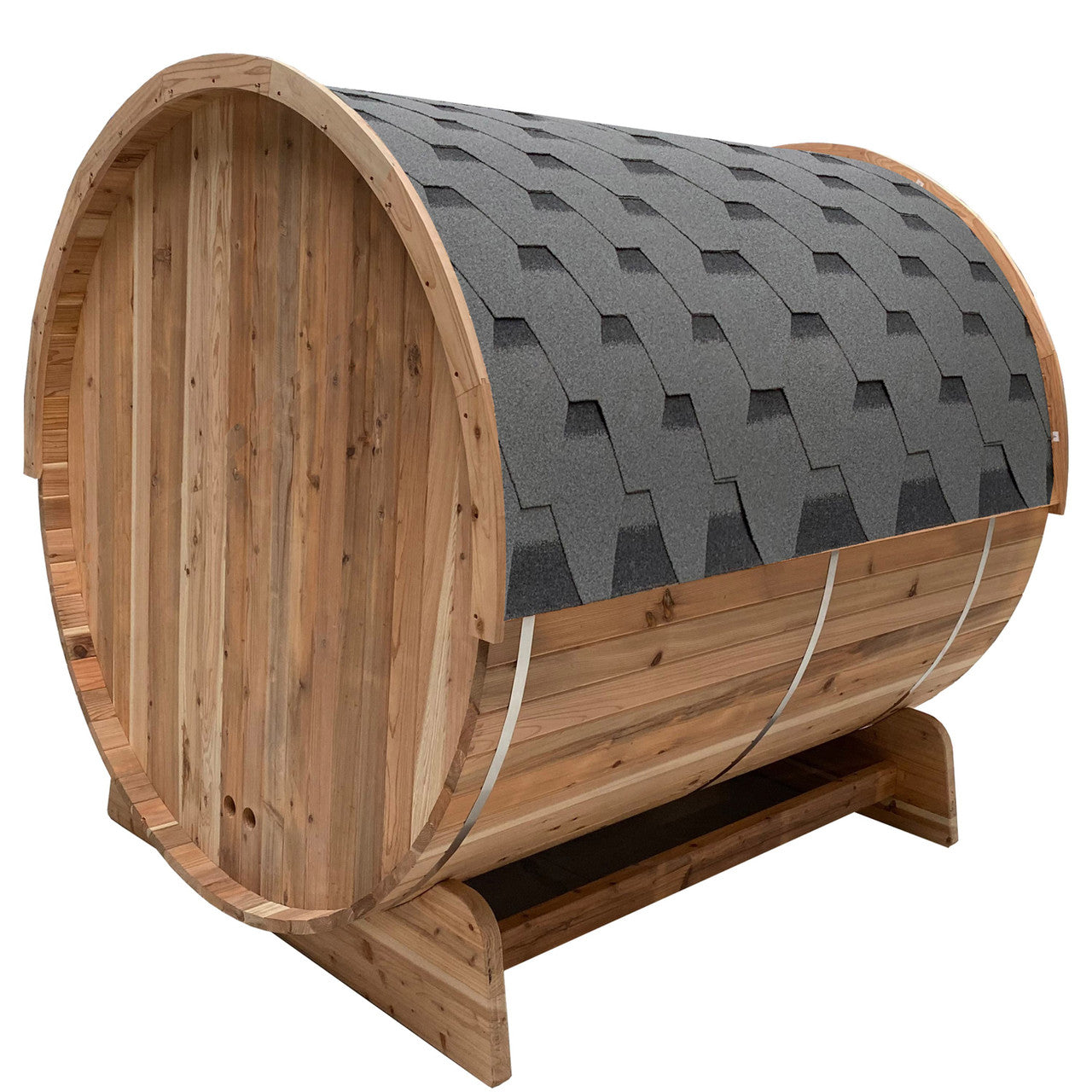 Outdoor Rustic Cedar Barrel Steam Sauna - Front Porch Canopy - UL Certified - 3-4 Person