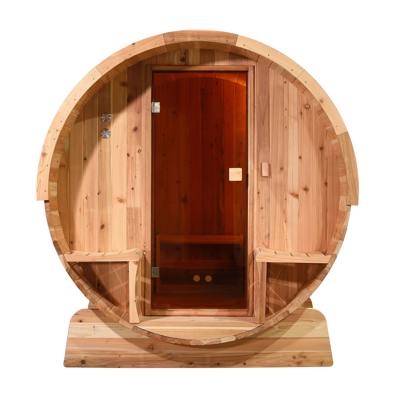 Outdoor Rustic Cedar Barrel Steam Sauna - Front Porch Canopy - UL Certified - 3-4 Person