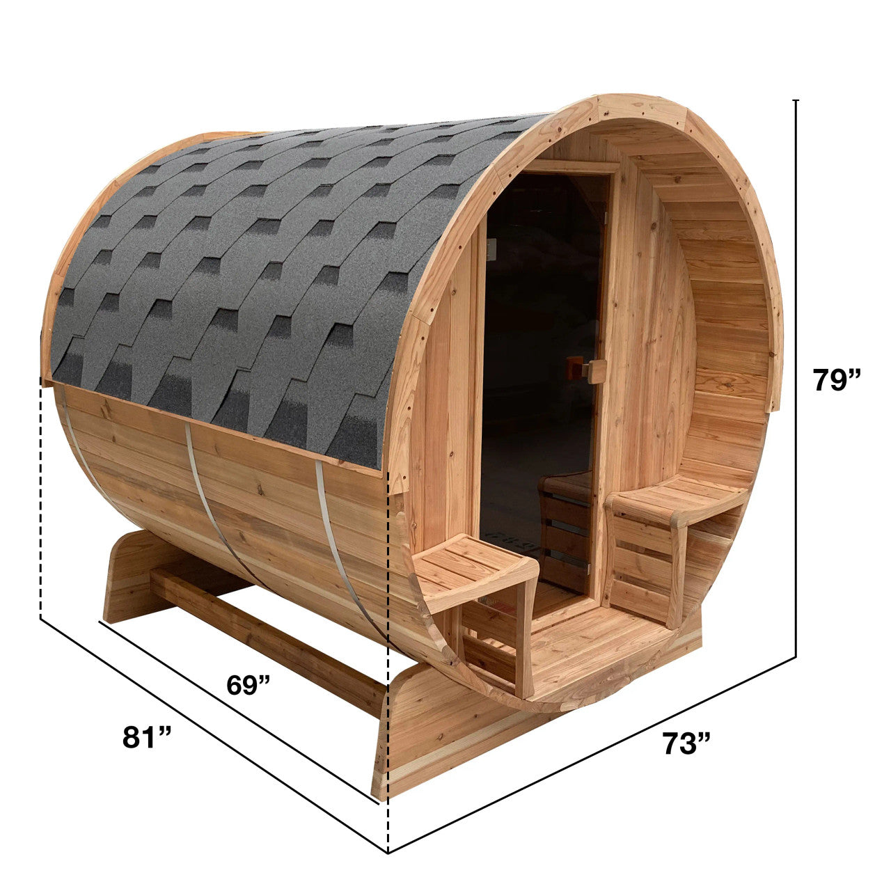 Outdoor Rustic Cedar Barrel Steam Sauna - Front Porch Canopy - UL Certified - 3-4 Person