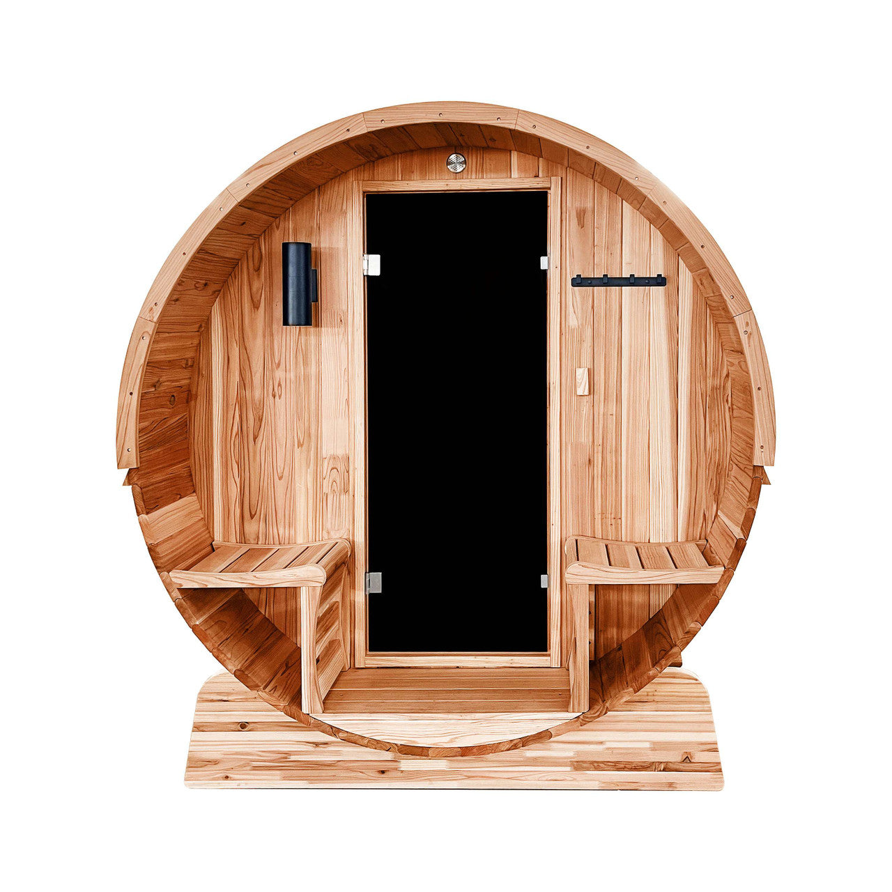 Outdoor Rustic Cedar Barrel Steam Sauna - Front Porch Canopy - UL Certified - 5-6 Person