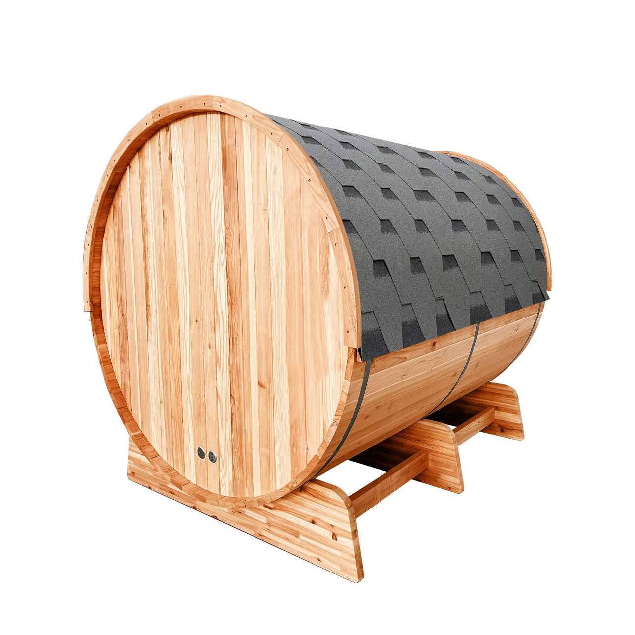 Outdoor Rustic Cedar Barrel Steam Sauna - Front Porch Canopy - UL Certified - 5-6 Person