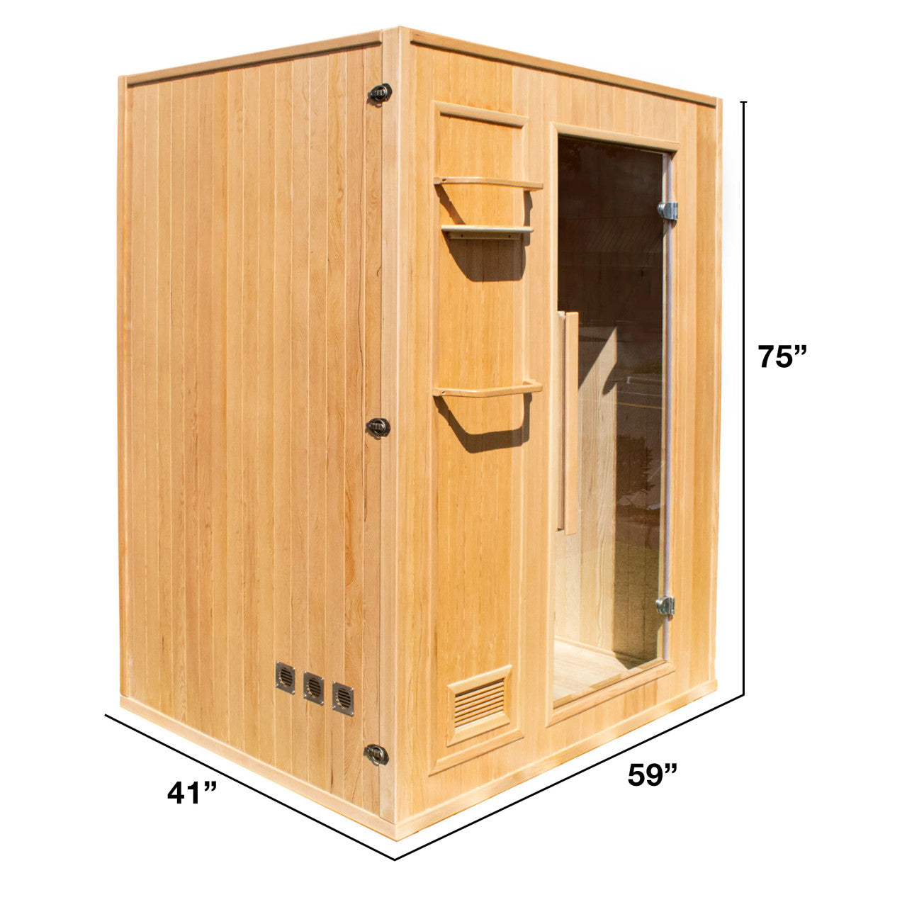 Canadian Hemlock Indoor Wet Dry Sauna - 3 kW ETL Certified Heater - 3 Person-1618925963