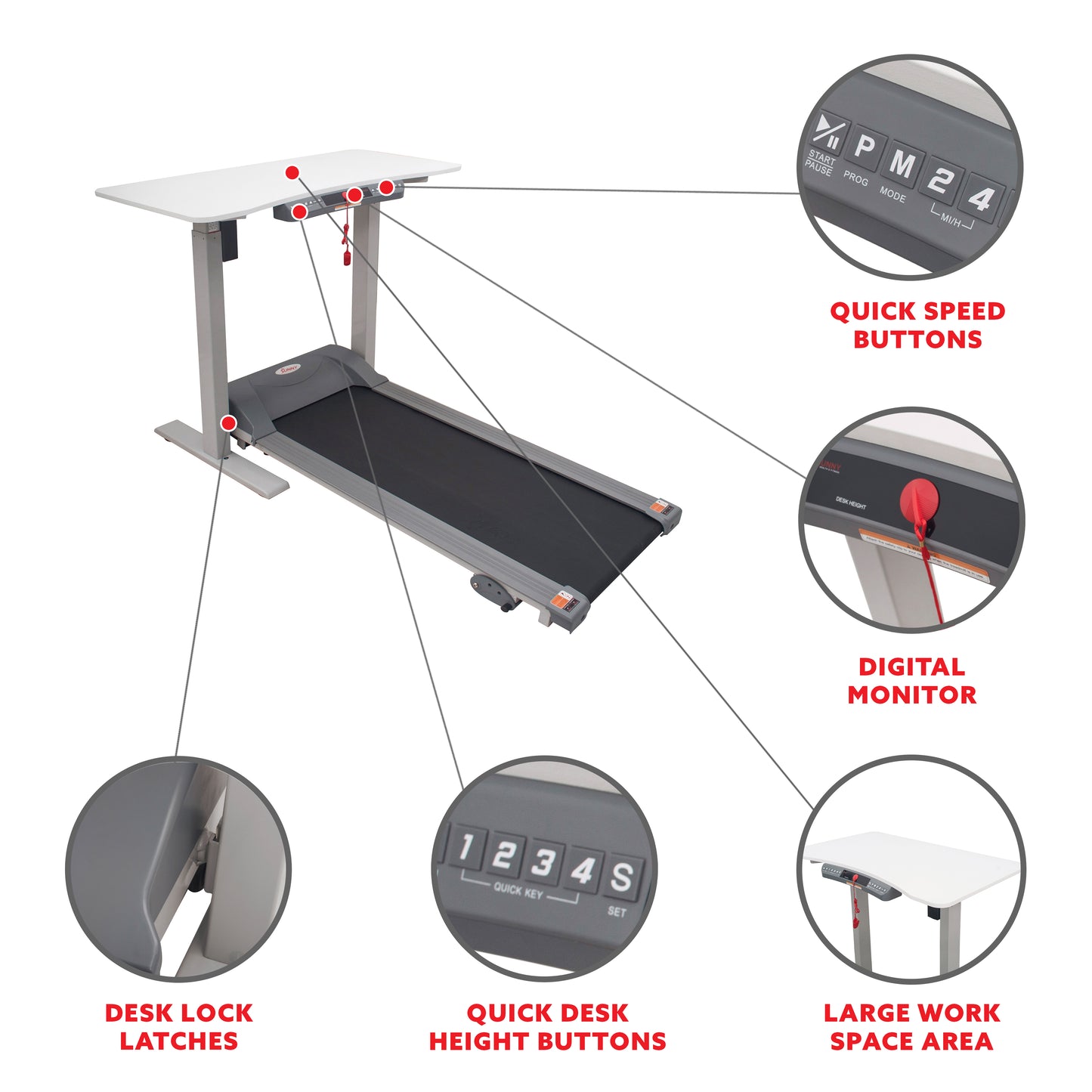 Treadmill with Detachable Automated Desk