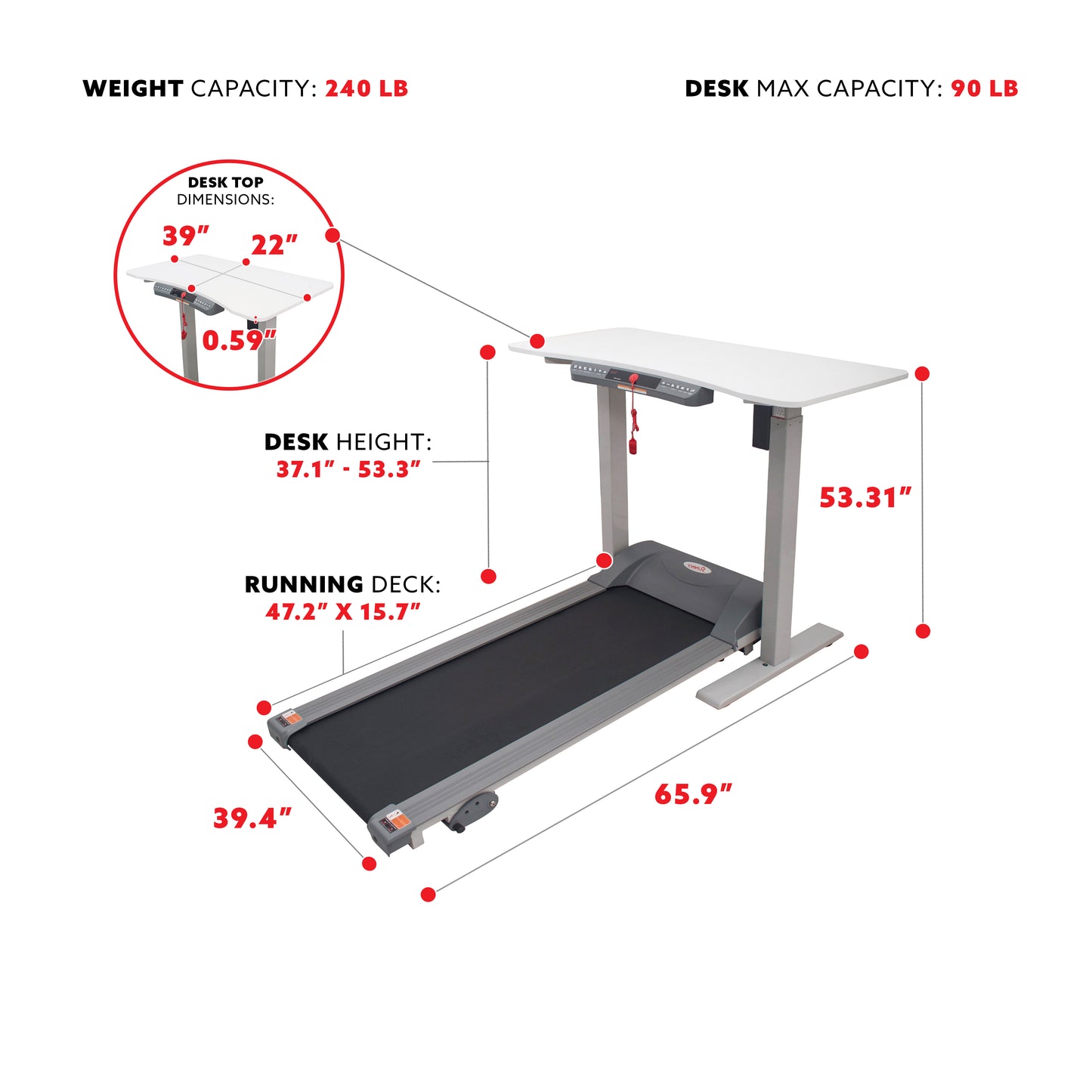 Treadmill with Detachable Automated Desk