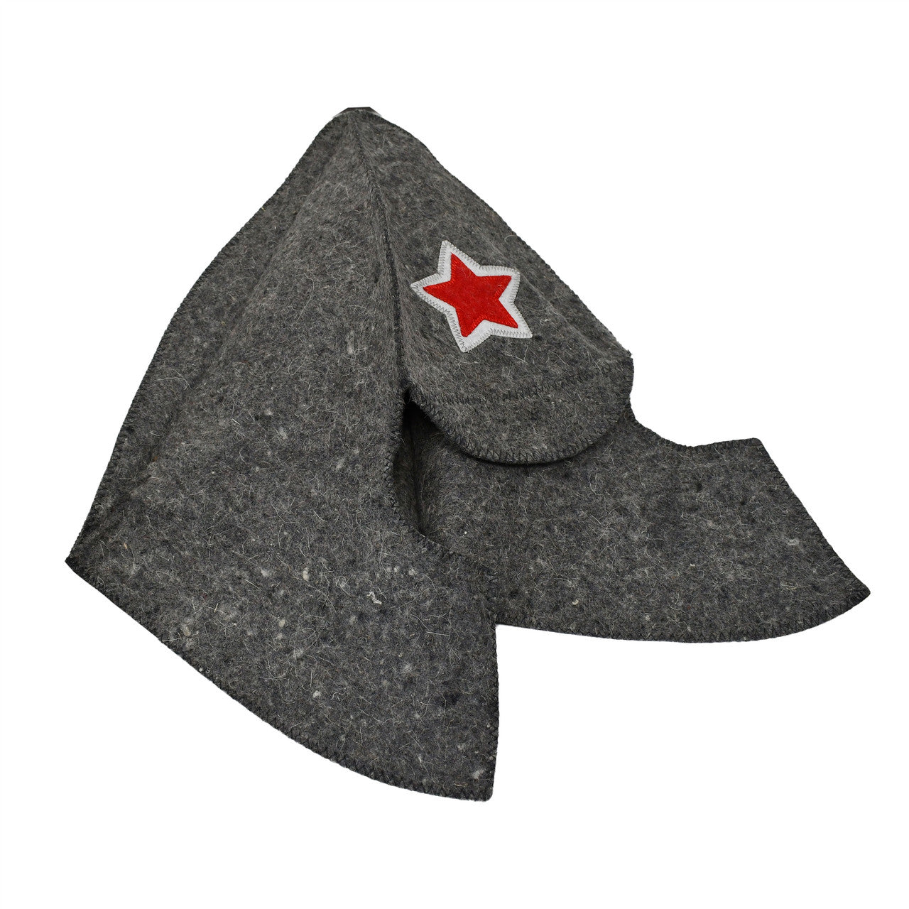 Natural Sheep Wool Traditional Sauna Hat - Unisex - Charcoal with Embroidered Star