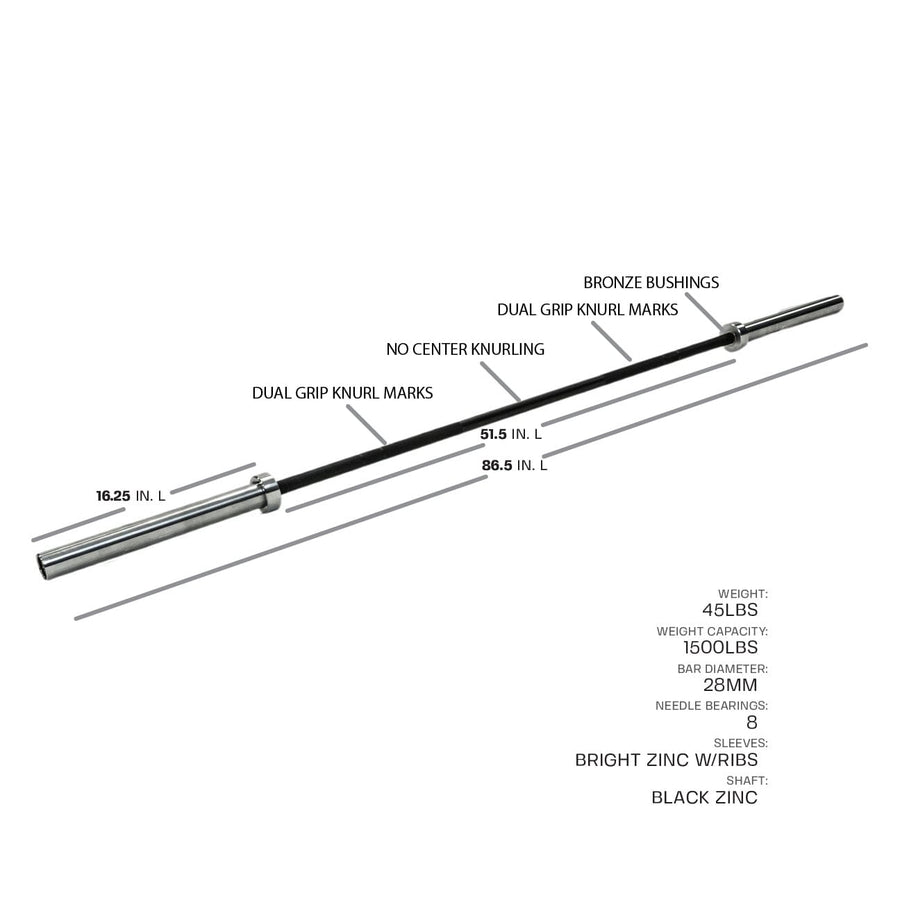 45LB BLACK ZINC BARBELL