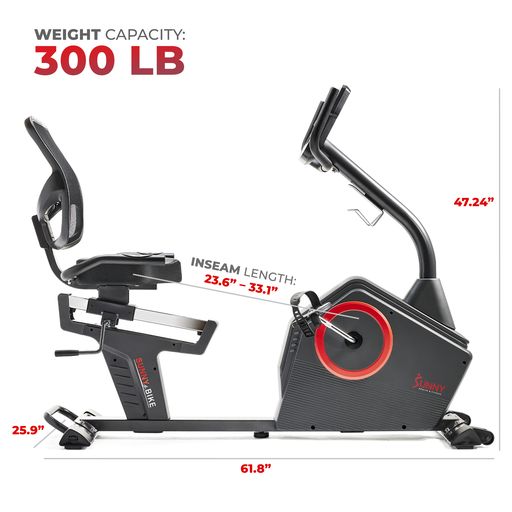 Premium Magnetic Resistance Smart Recumbent Bike with Exclusive SunnyFit® App Enhanced Bluetooth Connectivity