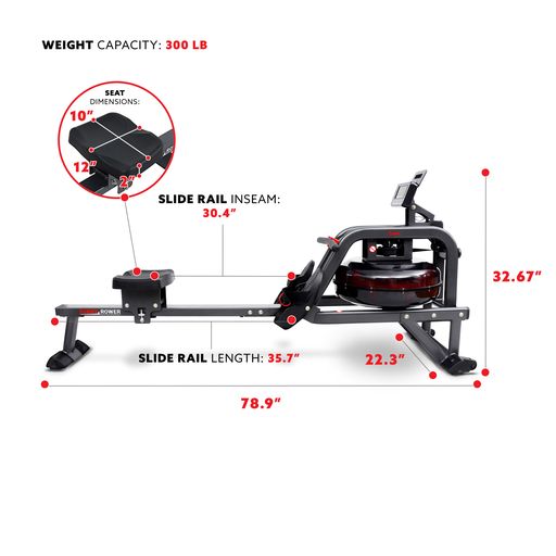 Smart Obsidian Surge 500m Water Rowing Machine