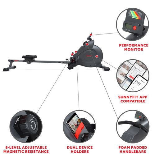 SMART Compact Foldable Magnetic Rowing Machine with Bluetooth Connectivity