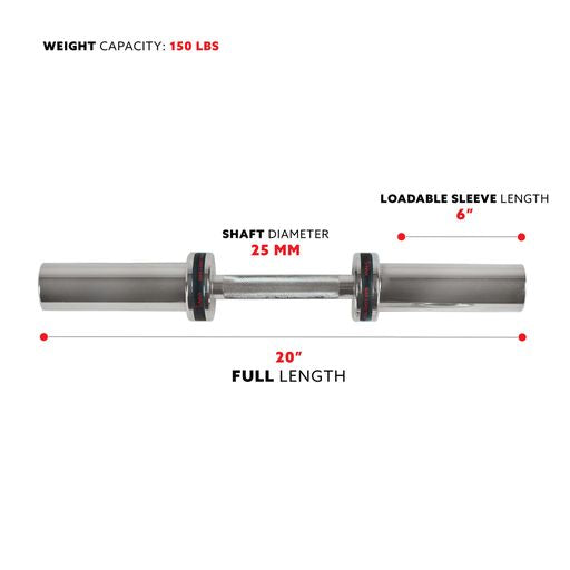 20" Olympic Single Dumbbell Handlebar with Ring Collars