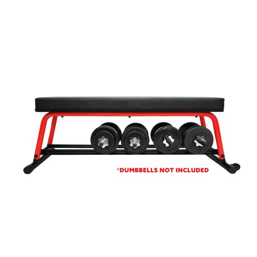 Power Zone Strength Flat Bench with 550 LB Max Weight, Dumbbell Rack and Transport Wheels