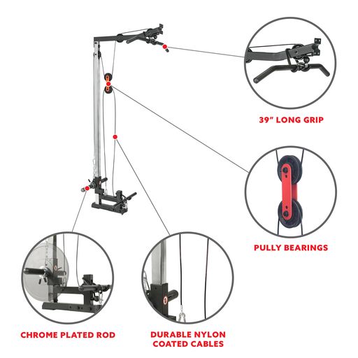 Lat Pull Down Attachment Pulley System for Power Racks