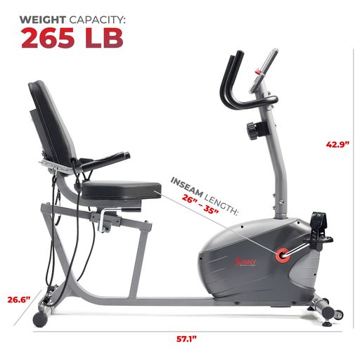 Performance Interactive Series Recumbent Exercise Bike with Exclusive SunnyFit™ App Enhanced Bluetooth Connectivity