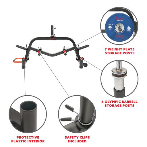 Multi-Weight Plate and Barbell Rack Storage Stand