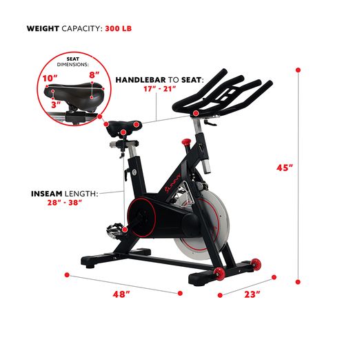 Magnetic Belt Drive Indoor Cycling Bike with 44 lb Flywheel and Large Device Holder