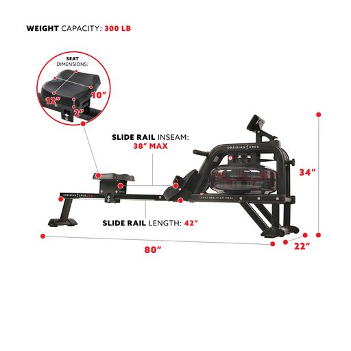 Obsidian Surge 500m Water Rowing Machine