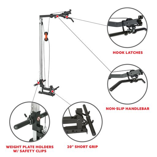 Lat Pull Down Attachment Pulley System for Power Racks