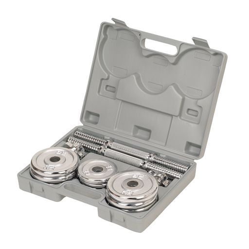 33lb Chrome Dumbbell Set w/ Carry Case