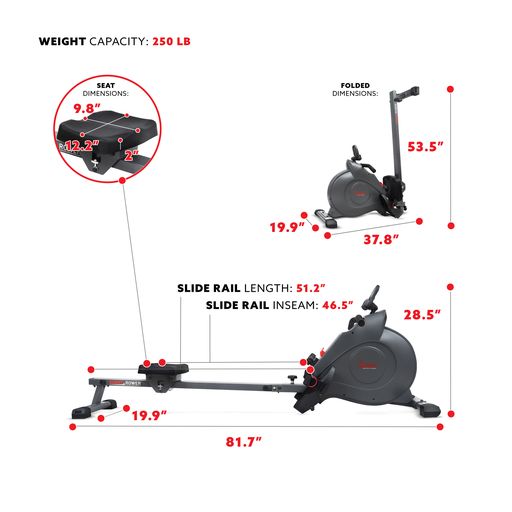 SMART Compact Foldable Magnetic Rowing Machine with Bluetooth Connectivity