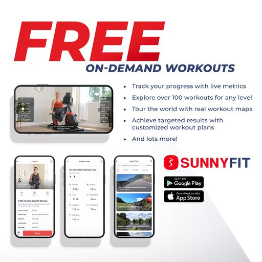 Performance Interactive Series Recumbent Exercise Bike with Exclusive SunnyFit™ App Enhanced Bluetooth Connectivity