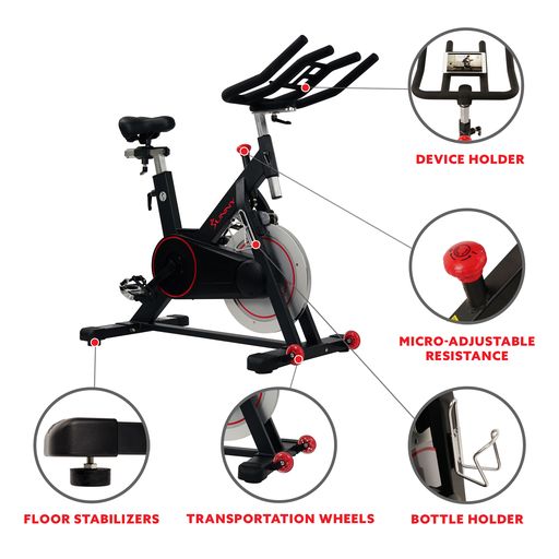 Magnetic Belt Drive Indoor Cycling Bike with 44 lb Flywheel and Large Device Holder