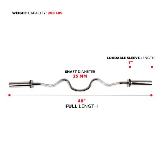 48" Olympic Super Curl Bar with Ring Collars