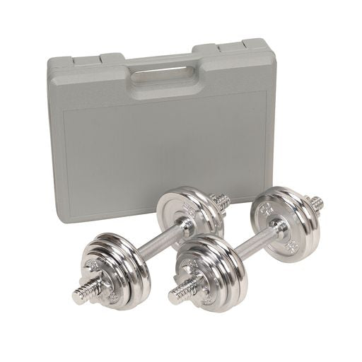 33lb Chrome Dumbbell Set w/ Carry Case