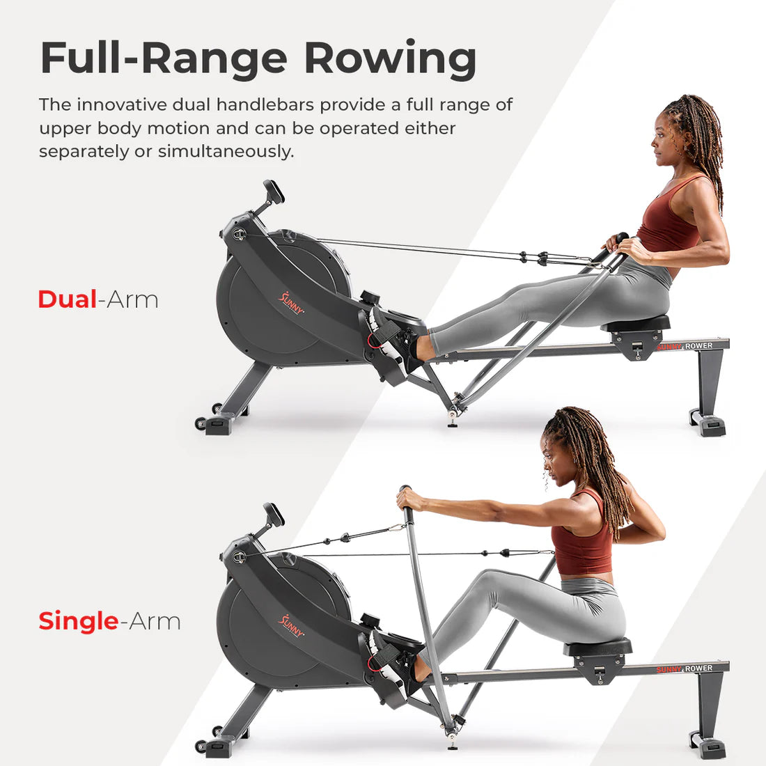 Sunny Health and Fitness Premium Smart Full Motion Magnetic Rowing Machine