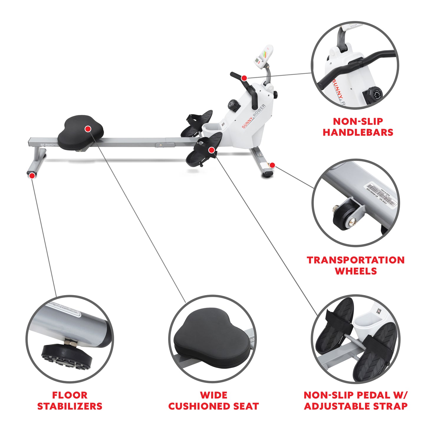 SMART Compact Foldable Magnetic Rowing Machine with Bluetooth Connectivity