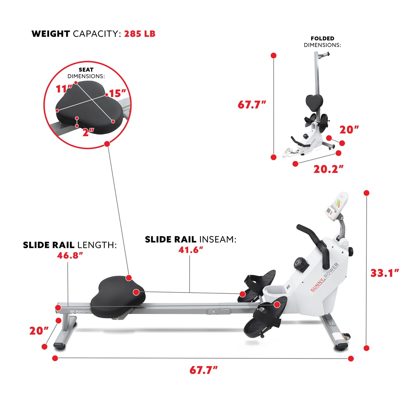 SMART Compact Foldable Magnetic Rowing Machine with Bluetooth Connectivity