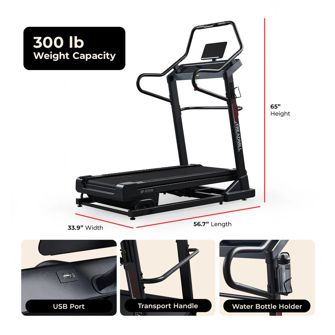 Sunny Health and Fitness Premium Ultimate Incline Decline Treadmill